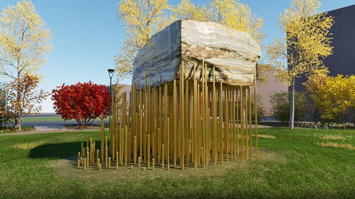 Santiago Mostyn, Susanna Jablonski, “Stone monument”